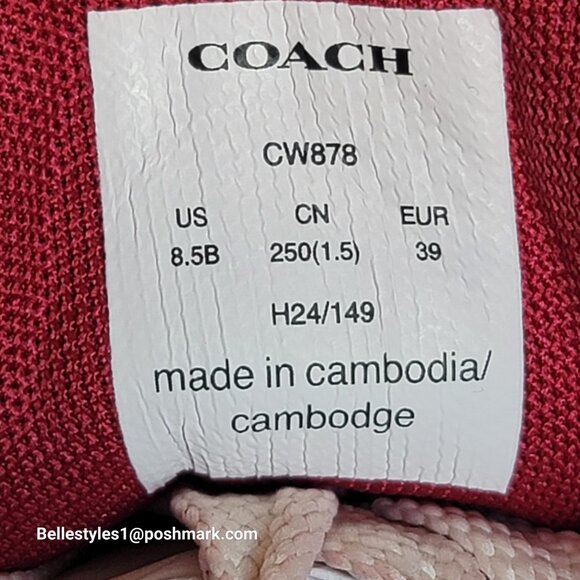 COACH Low Top Leather and Suede Sneakers C201- Pink color- Women’s US Size 8.5B⭐ - Picture 14 of 16